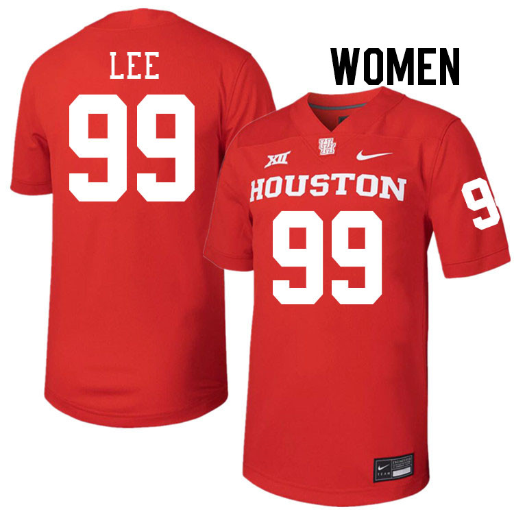 Women #99 Quindario Lee Houston Cougars College Football Jerseys Stitched-Red